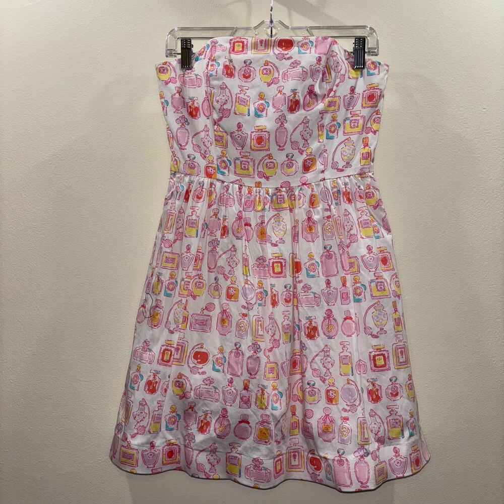Lilly Pulitzer Lottie Strapless Dress Resort White Spritz Print Size 4